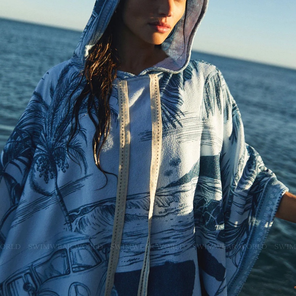 Agua Bendita Delilah Towel Poncho SOLD OUT Palm Tree Tropical print